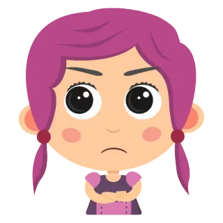 😒 7b90809a 怒り, 漫画, 女の子, 怒った, 不機嫌 telegram sticker