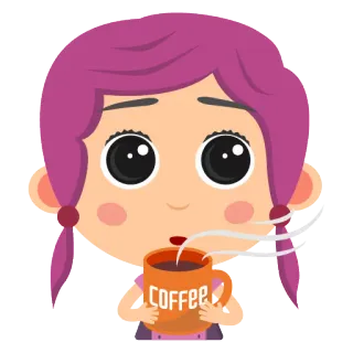 ☕ 8581d717 COFFEE コーヒー, 飲み物, 漫画, 飲み物, 女の子, かわいい, マグカップ telegram sticker