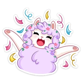 🥳 a8d52dd4 Alpaka, Kartun, Binatang, Lucu, Perayaan, Kawaii telegram sticker
