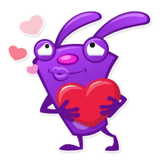 😚 380d6900 Dessin animé, Violet, Lapin, Coeur, Amour, Mignon whatsapp sticker