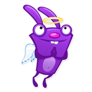 😇 69afe55b dessin animé, lapin, auréole, ailes, ange, animal whatsapp sticker