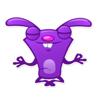 😑 8f902b4a lapin, méditation, violet, dessin animé, détendu, mignon, animal whatsapp sticker