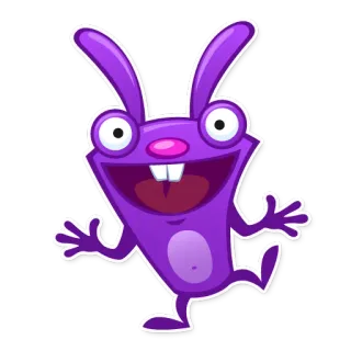 😃 93ac1656 dessin animé, lapin, violet, animal, drôle, joyeux, autocollant whatsapp sticker