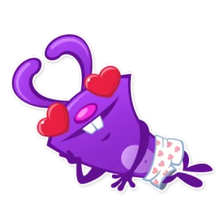 😍 b56ba5f5 dessin animé, monstre, violet, amour, personnage, mignon, yeux en cœur whatsapp sticker