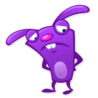 😒 ef2ea434 violet, animal, dessin animé, drôle, triste, lapin, lapin, personnage whatsapp sticker