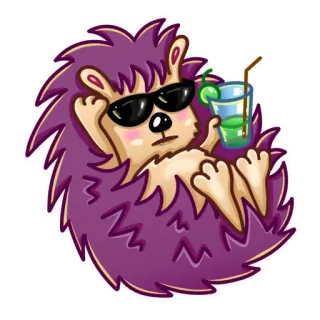 😎 afcd49b5 riccio, occhiali da sole, rilassante, cocktail, animale, cartone animato telegram sticker