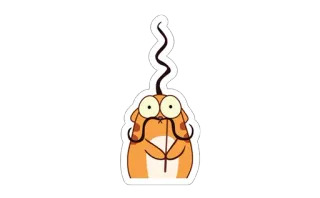 😳 31e26981 cartoon, animal, mustache, cute, funny whatsapp sticker