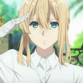 💎 263b531e Violet Evergarden 动漫, 角色, 敬礼, 薇尔莉特·伊芙加登 telegram sticker