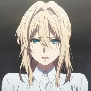 ✨ 718082e0 Violet Evergarden 动漫, 女孩, 伤心, 金发, 蓝眼睛 telegram sticker