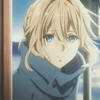 ✨ d96d9624 Violet Evergarden 动漫, 角色, 薇尔莉特·伊芙加登, 女性, 金发, 蓝眼睛 telegram sticker