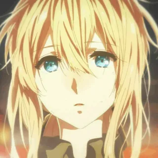 ✨ fe03c6ff Violet Evergarden 动漫, 角色, 薇尔莉特·伊芙加登, 女孩, 金发, 蓝眼睛 telegram sticker