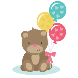 🎈 02874055 テディベア, 風船, かわいい, 漫画, ハート telegram sticker