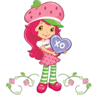 ❤ 524923eb Strawberry Shortcake XO いちご, ショートケーキ, 漫画, かわいい, ハート, 愛, 挨拶 telegram sticker