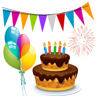 🎈 937a7f81 birthday, cake, balloons, party, fireworks, celebration telegram sticker