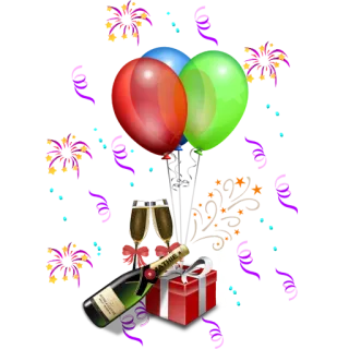 🎈 9e76ea8a party, balloons, celebration, gift, champagne telegram sticker