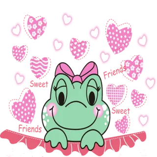 ❤ a42a0924 frog, cute, hearts, pink, animal telegram sticker
