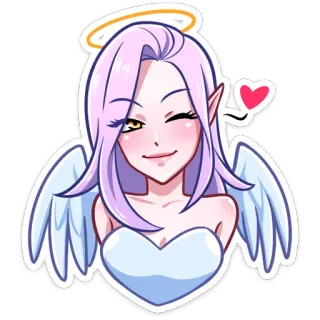 ❤️ 1b97cb74 ange, ailes, coeur, mignon, animé, dessin animé, autocollant, féminin whatsapp sticker