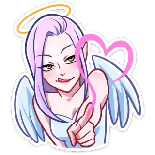 ❤️ 8fb4fd2c ange, auréole, ailes, dessin animé, coeur, mignon, autocollant whatsapp sticker