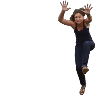 🙌 2f7c5eae femme, bras levés, saut, personne, atteindre telegram sticker