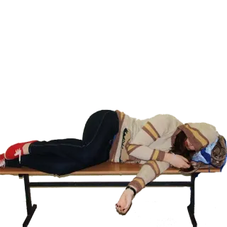 😴 f0d6ba0a dormir, femme, banc, repos, fatigué telegram sticker