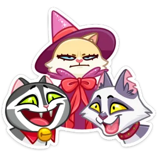 🐺 088b6918 gatto, strega, halloween, cartone animato, adesivo, animali telegram sticker