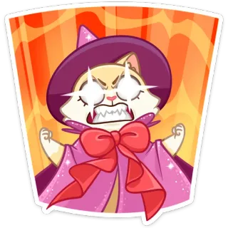 😡 75993882 gatto, mago, magia, cartone animato, strega, scintillio telegram sticker