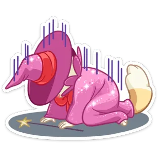 😣 a880bf5b mago, magia, triste, volpe, cartone animato, animale telegram sticker