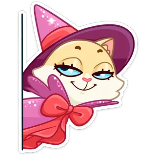 🧙 c1ae0873 gatto, strega, cappello, magia, carino, animale, rosa, Halloween telegram sticker