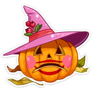🎃 e14ec9a7 zucca, halloween, strega, cappello, spaventoso telegram sticker