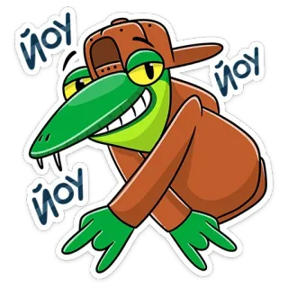 🤟 560a0e39 йоу カエル, キャラクター, 漫画, 動物, 帽子, ヨー telegram sticker