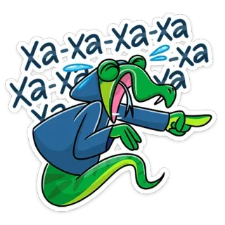 😂 5f9b72ce ХА-ХА-ХА-ХА-ХА-ХА-ХА 笑い, ワニ, 漫画, ユーモア, 絵文字, ロシア語 telegram sticker