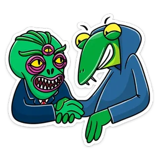 👋 f63456af 宇宙人, モンスター, 漫画, ビジネス, 握手, 合意 telegram sticker