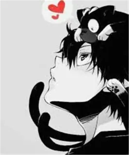 ❤ 1453093c animé, chat, amour, garçon, cœur, mignon telegram sticker