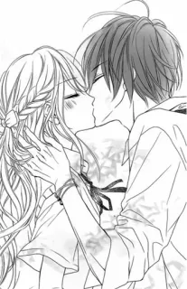 ❤ 1e2dd3d2 baiser, romance, anime, manga, couple, amour, dessin animé telegram sticker