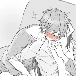 ❤ 6ca57617 Anime, Romance, Couple, Câlin, Amour, Affection telegram sticker