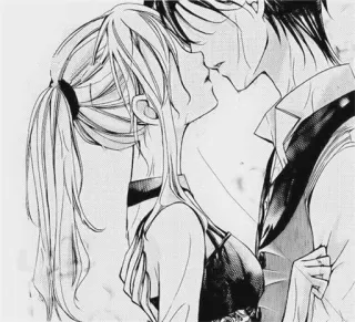 ❤ 7fad9629 baiser, animé, manga, romance, couple, amour, noir et blanc telegram sticker