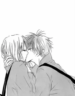 ❤ d5c545c4 baiser, animé, manga, romance, amour, couple telegram sticker