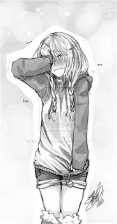 😭 e2c4a775 Anime, Manga, Triste, Pleurs, Fille, Croquis telegram sticker