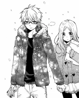 ❤ fcf1cb1b Anime, Manga, Couple, Neige, Hiver, Se tenir la main telegram sticker