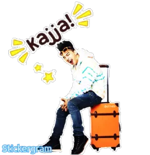 🚶 c962534a kaija! 人, 坐着, 行李箱, 表情 telegram sticker