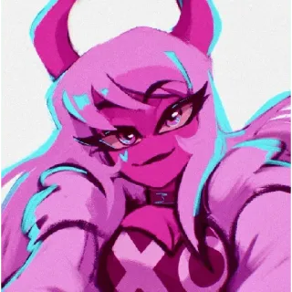 🎤 138a8d9d Dämon, pink, Hörner, Fantasy, süß telegram sticker
