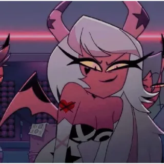 🎤 535a92dc Verosika Mayday Helluva Boss Cartoon, Dämon, Hörner, Flügel, Verosika Mayday, Helluva Boss telegram sticker