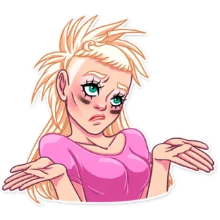 🤷‍♀️ 355c1a28 漫画, 金髪, 女性, 女の子, 肩をすくめる, 不安 telegram sticker