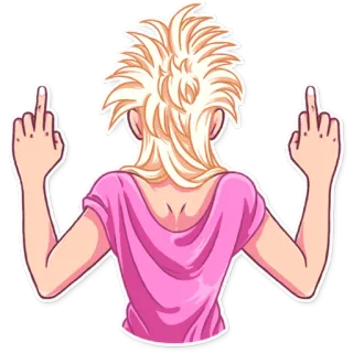 🖕 56166cec 中指, 不快, 失礼, 金髪, 後ろ姿, 漫画 telegram sticker