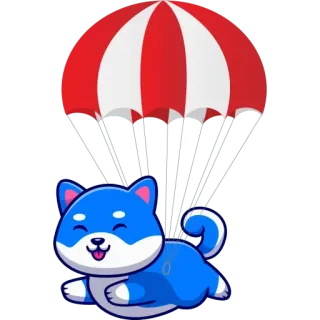 🌧 1e0c8c85 perro, paracaídas, animal, dibujos animados, azul, rojo, lindo telegram sticker
