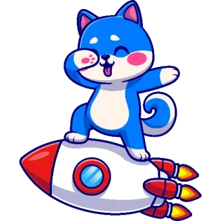 🚀 86ac1f41 perro, cohete, animal, dibujo animado, lindo, pegatina telegram sticker