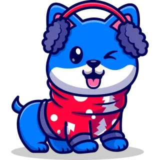 😎 afe63d28 perro, lindo, animal, invierno, dibujos animados, mascota, navidad telegram sticker