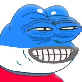 😆 b89f6605 Pepe, rana, meme, meme de internet, dibujo animado, azul, sonriendo telegram sticker
