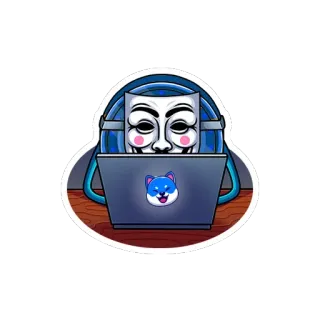 💻 cebbca43 anónimo, hacker, máscara, ordenador, doge, cripto telegram sticker