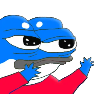 🤯 501c4c0d Pepe the Frog 페페 더 프로그, 밈, 인터넷 문화, 개구리, 파란색, 빨간색 telegram sticker